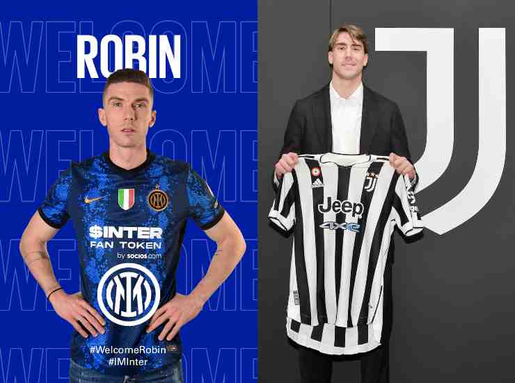 Le ufficialità di Gosens e Vlahovic dai canali social di Inter e Juventus - credits: Twitter. Il Calcio Magazine