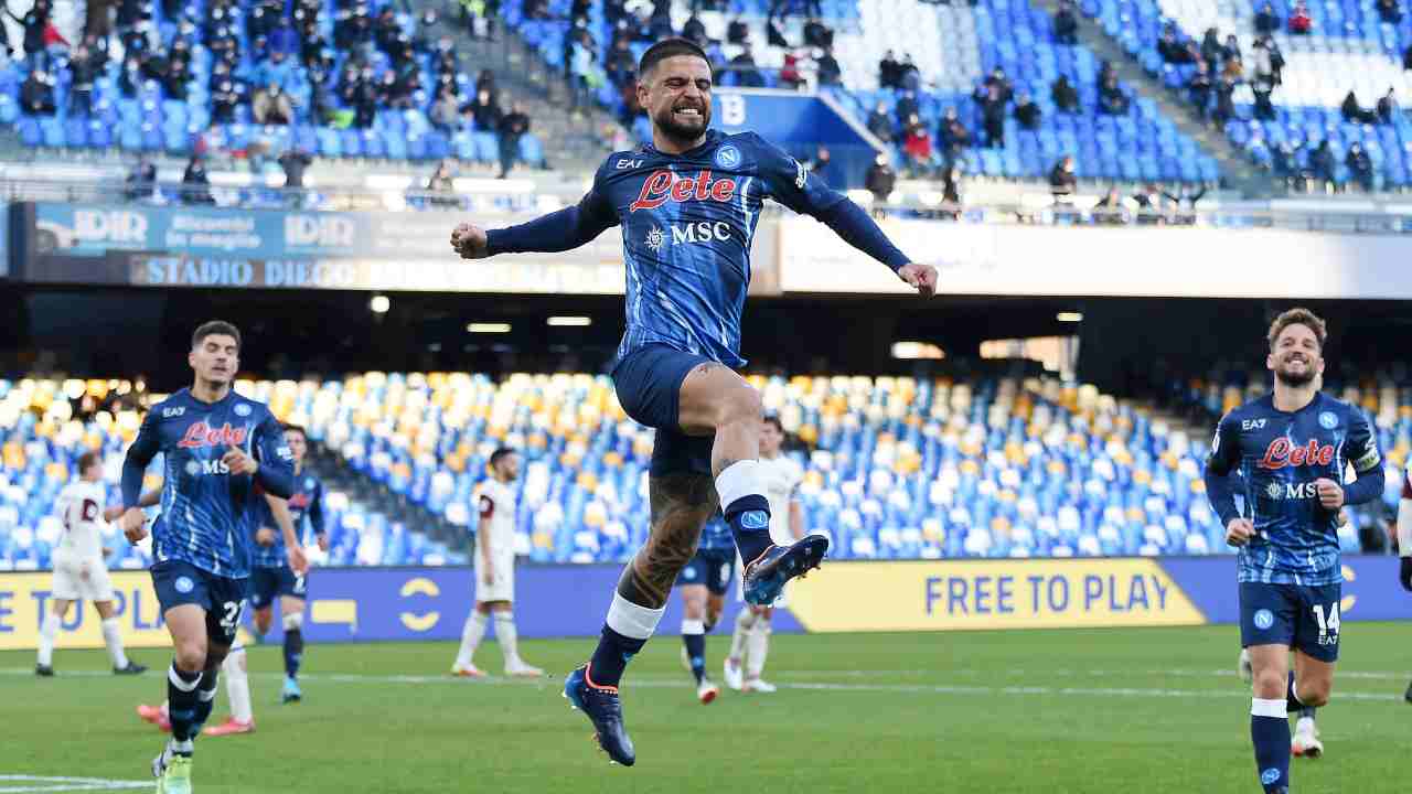 Lorenzo Insigne festeggia il gol numero 115 con la maglia del Napoli - credits: Getty Images. Il Calcio Magazine