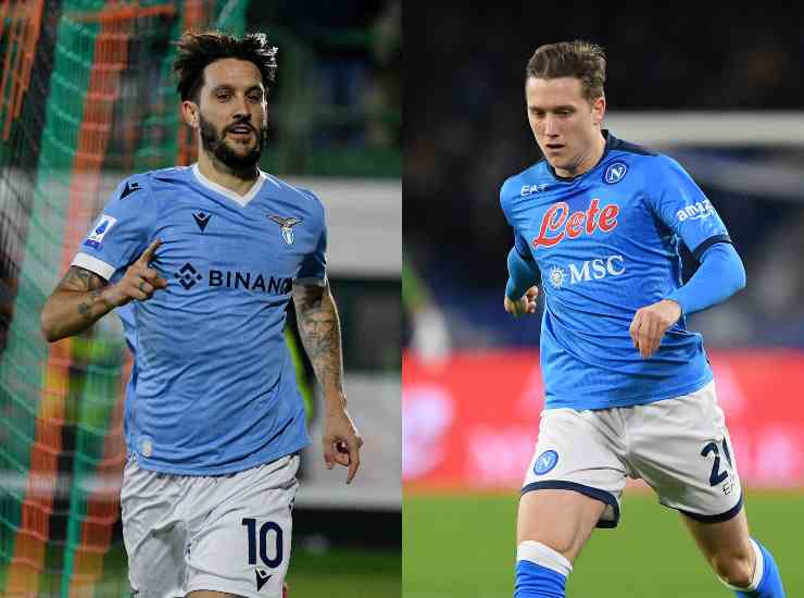 Luis Alberto e Zielinski, centrocampisti di Lazio e Napoli - credits: Getty Images. Il Calcio Magazine