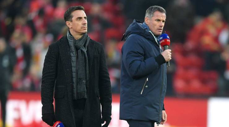 Gary Neville e Jamie Carragher, ex calciatori di Manchester United e Liverpool e opinionisti di Sky Sports Premier League (credit: Sport Meteoweek)