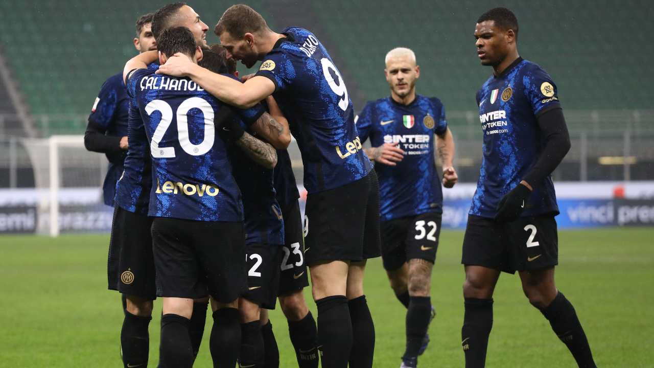 Giocatori dell'Inter festeggiano dopo un gol (Credit Foto Getty Images)