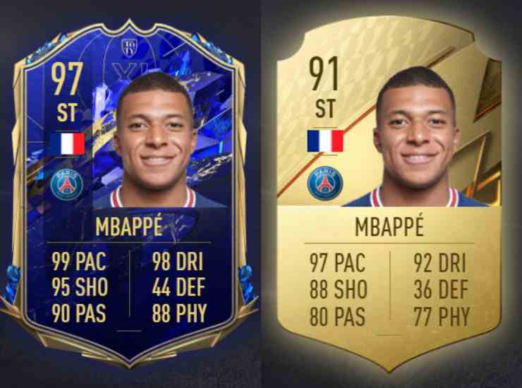 Due versioni diverse di Mbappé su FUT - credits: FutHead. Il Calcio Magazine