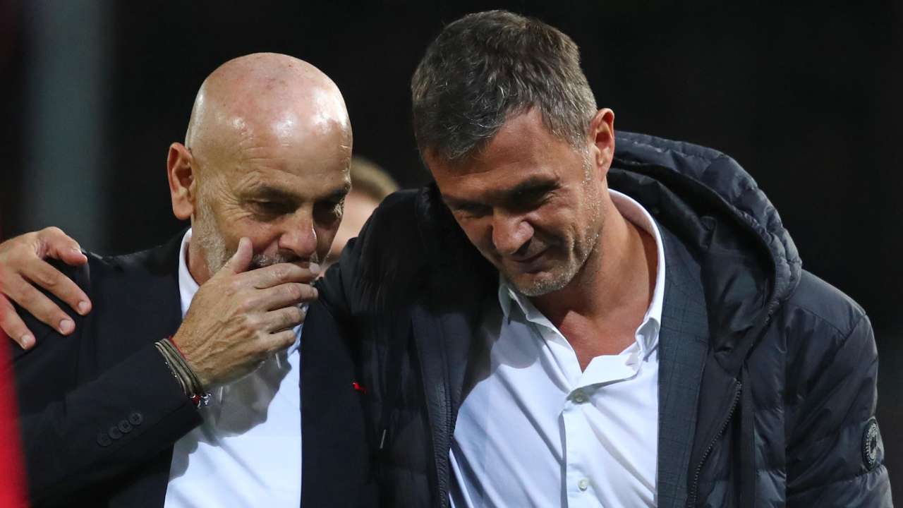 Stefano Pioli e Paolo Maldini a colloquio (credit: Ansa)