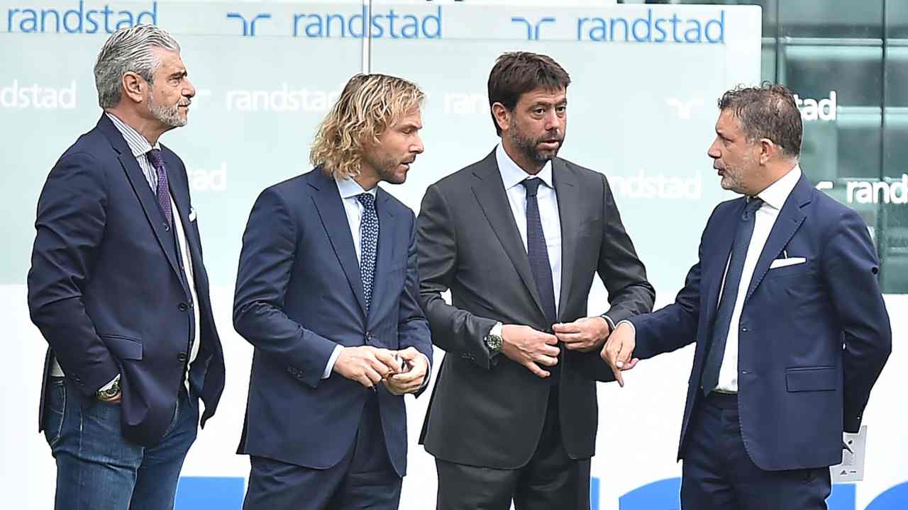 Maurizio Arrivabene, Pavel Nedved, Andrea Agnelli e Federico Cherubini 