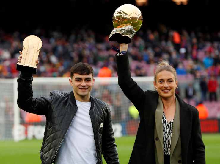 Pedri e Alexia Putellas, vincitori del Premio Kopa e del Pallone d'Oro femminile - credits: Ansa Foto. Il Calcio Magazine