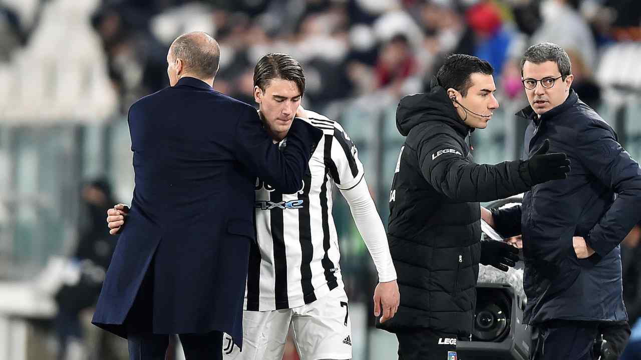 Dusan Vlahovic e Massimiliano Allegri (Credit Foto Ansa)