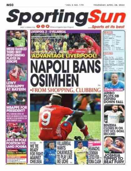 La prima pagina dello Sporting Sun - credits: Sporting Sun. Il Calcio Magazine