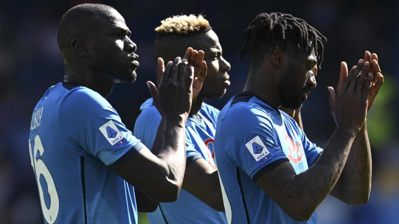 Koulibaly, Anguissa e Osimhen, giocatori del Napoli - credits: Ansa Foto. Il Calcio Magazine