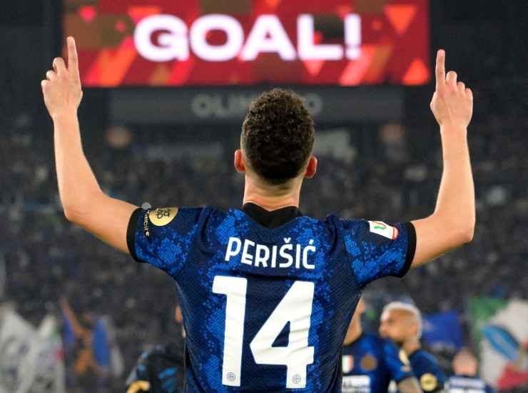 Ivan Perisic esulta per il gol in finale di Coppa Italia - credits: Ansa Foto. Il Calcio Magazine