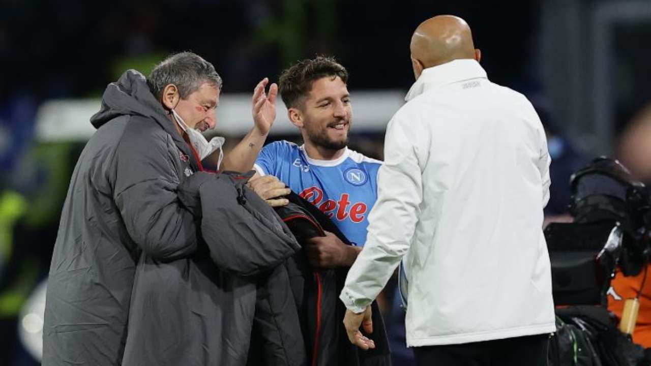 Da destra a sinistra: Luciano Spalletti, Dries Mertens e Tommaso Starace (credit: Napolipiu.com)