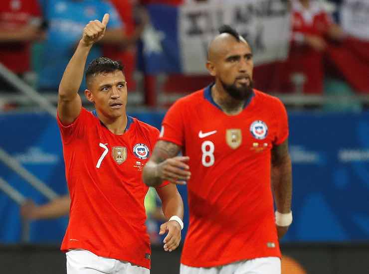 Alexis Sanchez e Arturo Vidal, calciatori del Cile e dell'Inter