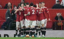 Manchester United esulta dopo il gol (Credit Foto Ansa)