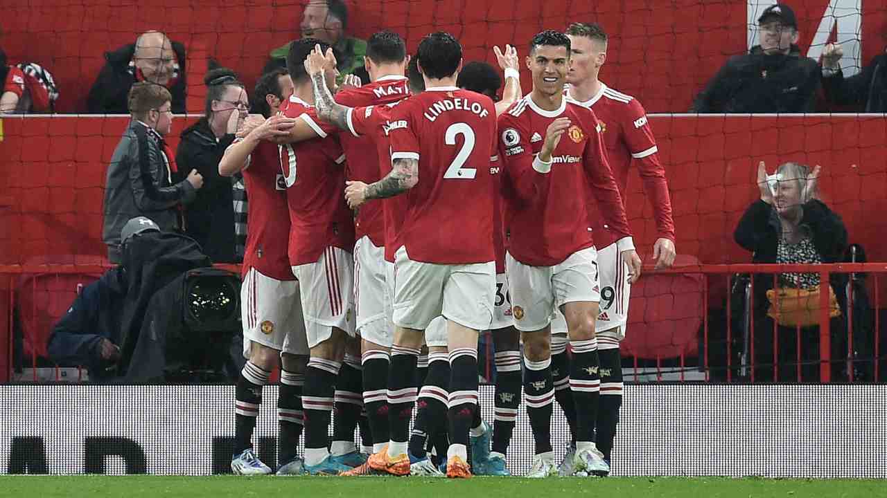 Manchester United esulta dopo il gol (Credit Foto Ansa)