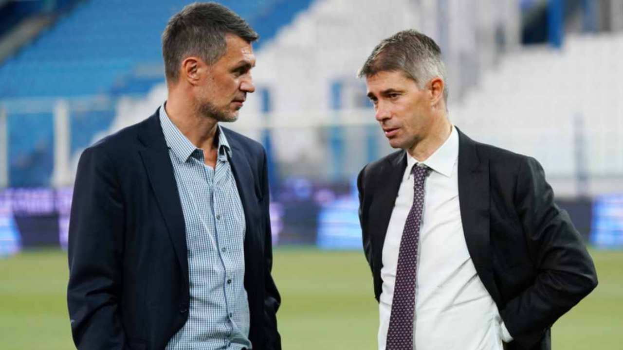 Paolo Maldini e Ricky Massara, dirigenti del Milan (credit: Milanlive.it)