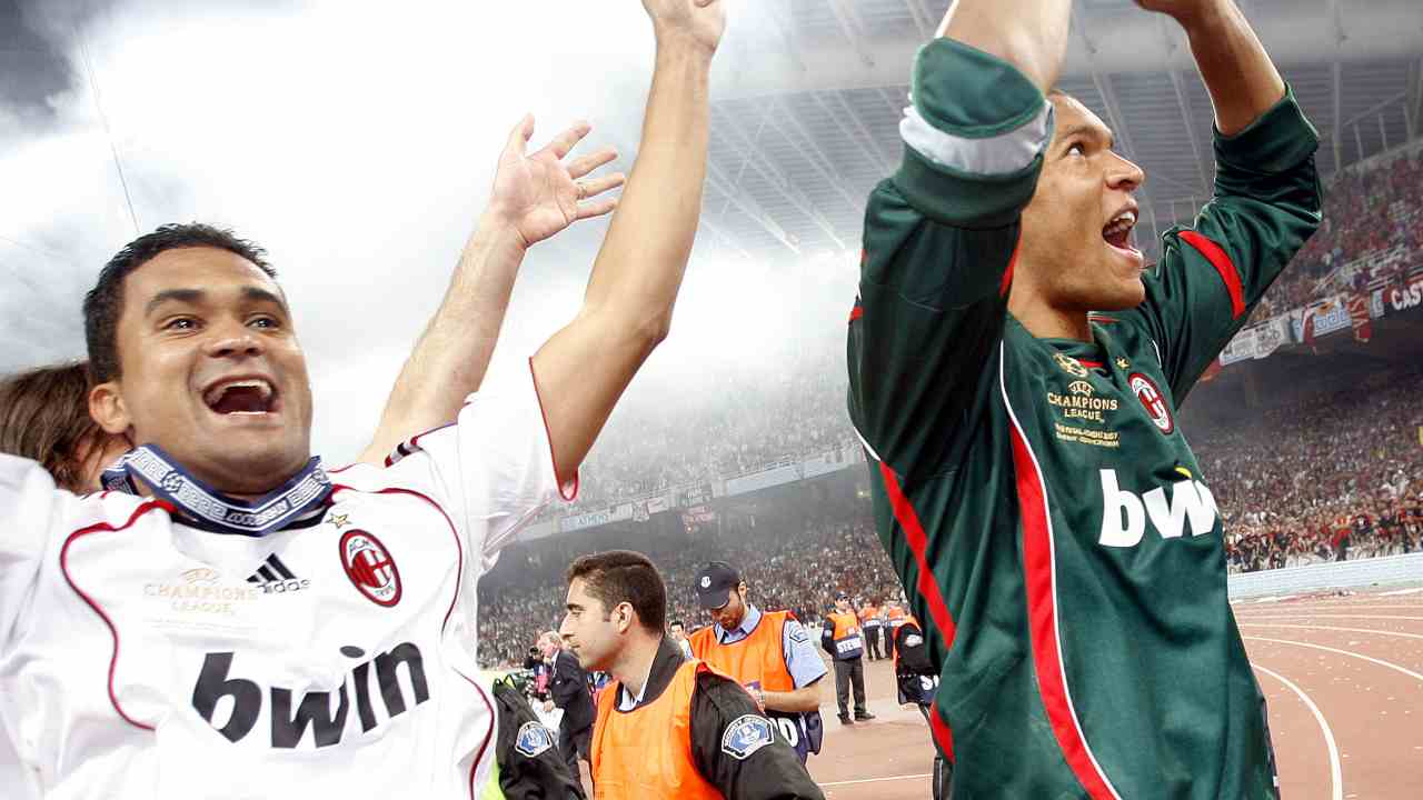 Serginho e Dida con la maglia del Milan - credits: Ansa Foto. Il Calcio Magazine