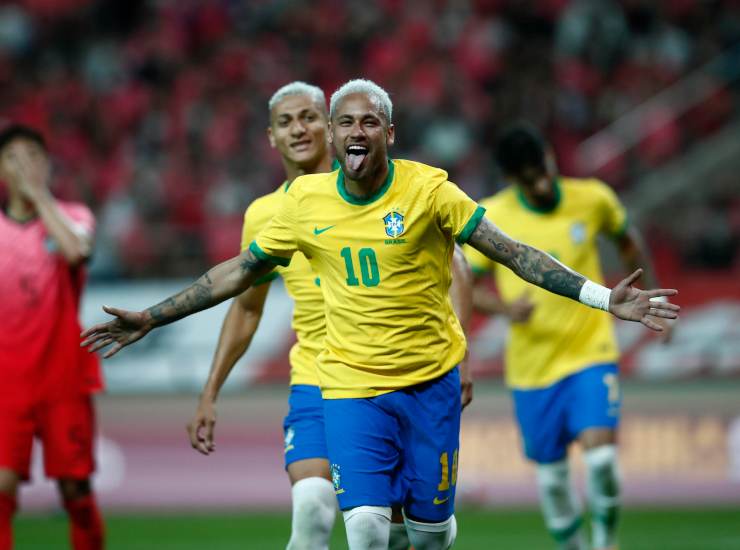 Neymar durante una amichevole con il Brasile (Credit Foto Ansa)