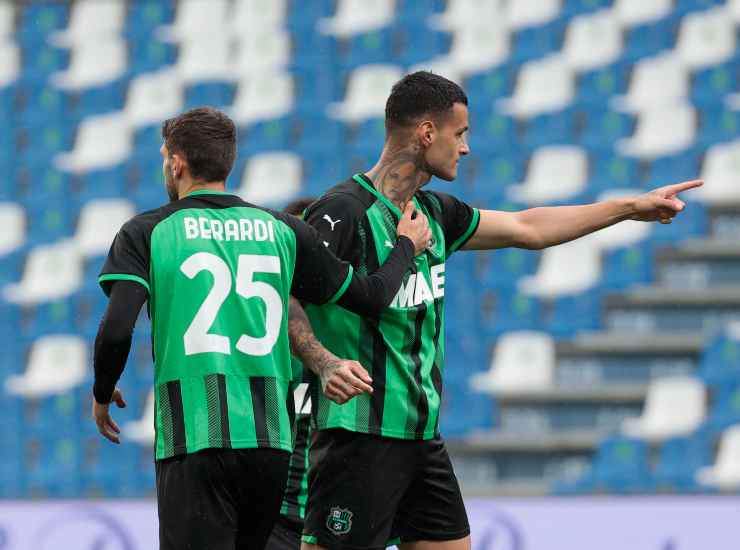 Gianluca Scamacca con la maglia del Sassuolo